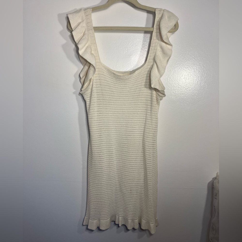 Anthropologie ruffled pointelle mini dress